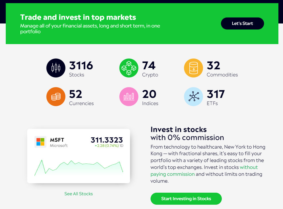 eToro - Overall best share dealing account UK for beginners