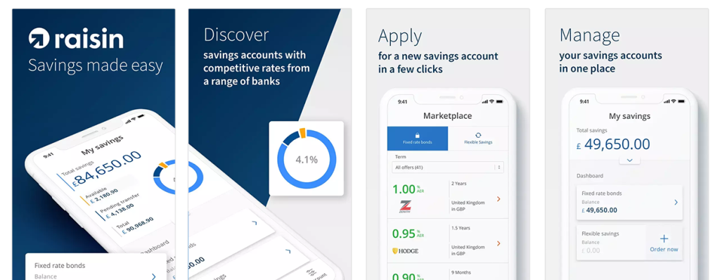 Raisin - Best savings app UK for selection of banks & building societies.