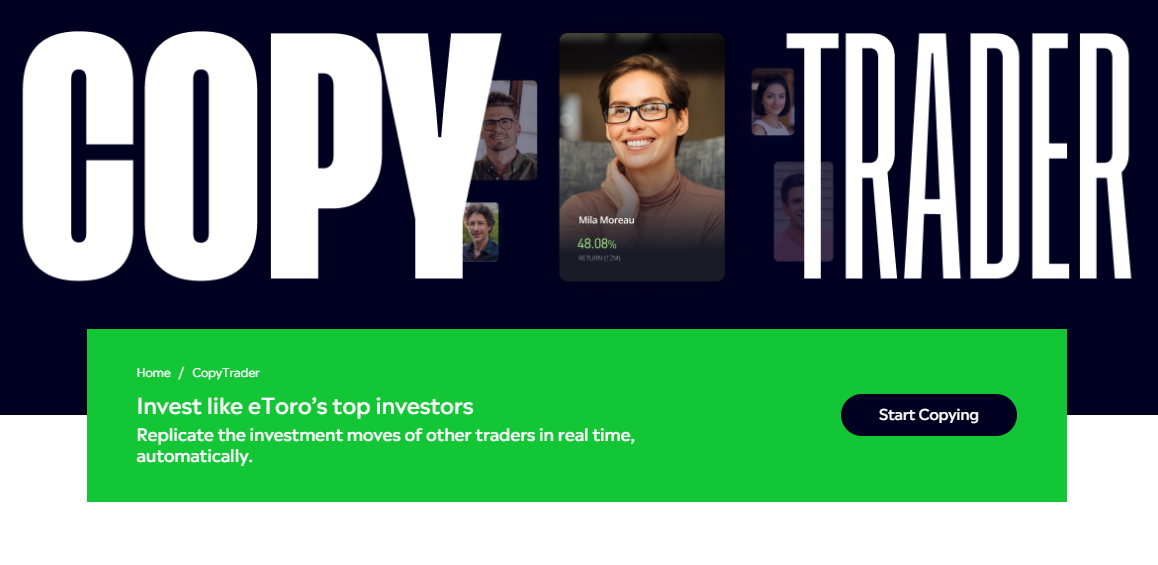eToro, overall best copy trading platform UK for beginners.